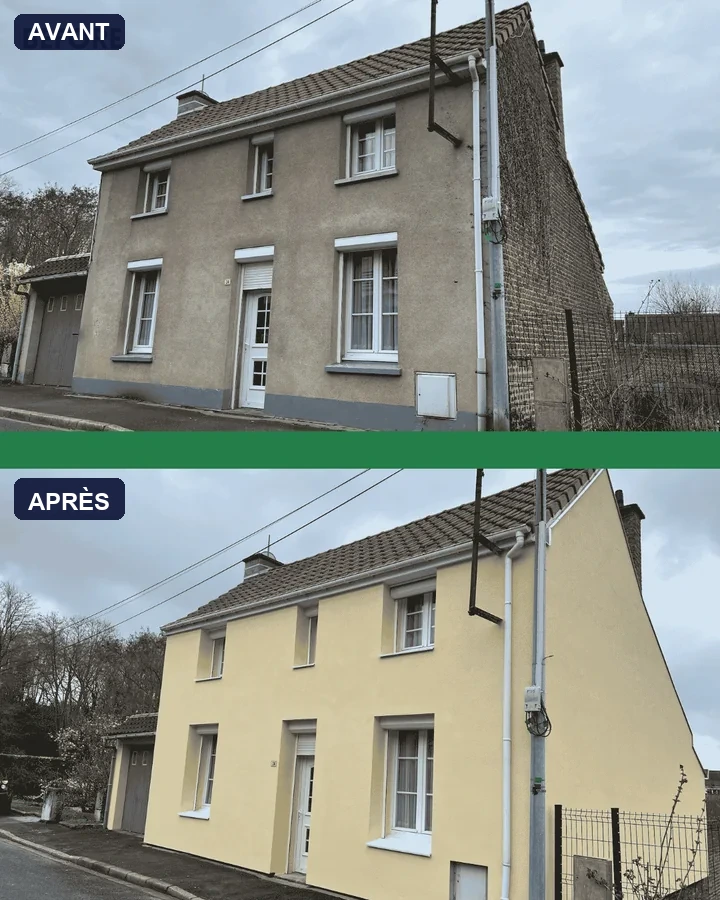 Façade isolée achevée avec une finition crépi